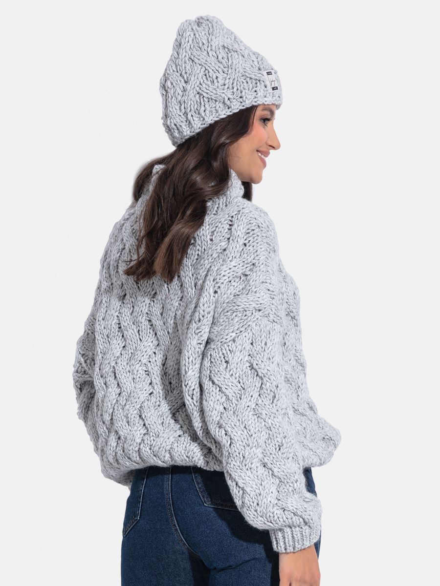 Czapka zimowa z wełny Chunky Knit Szary