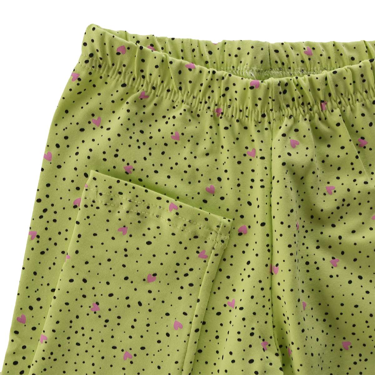 Legginsy kropki i serca limonka