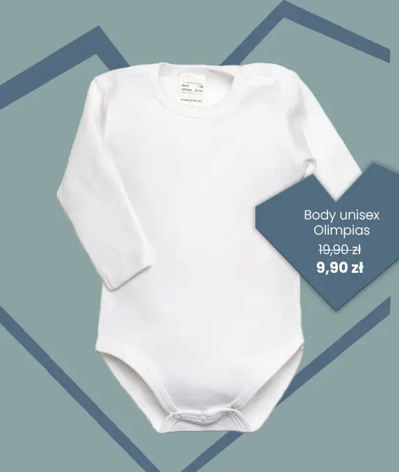 Promocyjna oferta: białe body niemowlęce z długim rękawem tylko za 9,90 zł - Sklep online z odzieżą dziecięcą