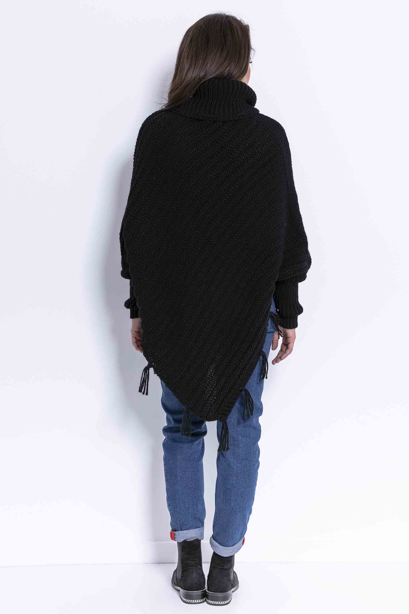 Poncho z golfem oversize czarne Fobya