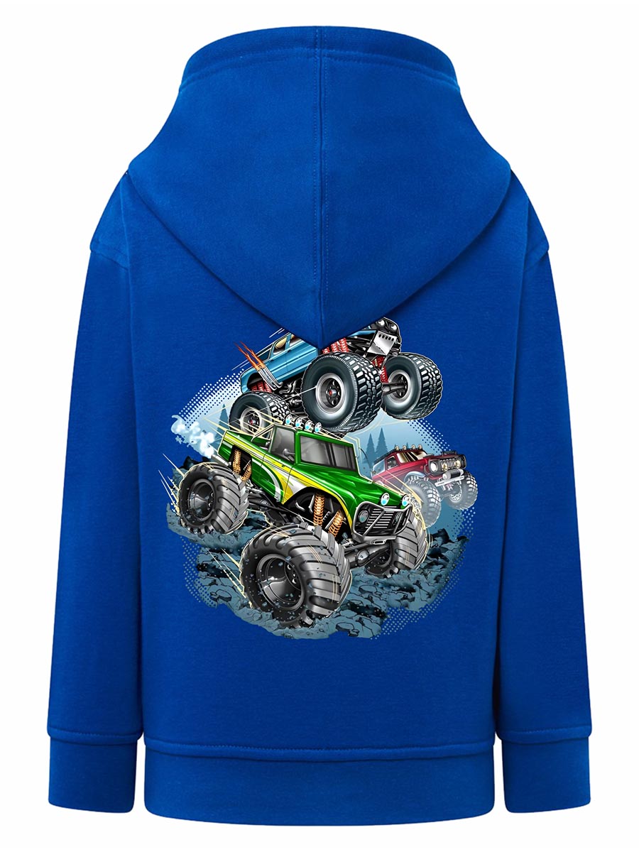 Bluza chłopięca z kapturem niebieska monster truck