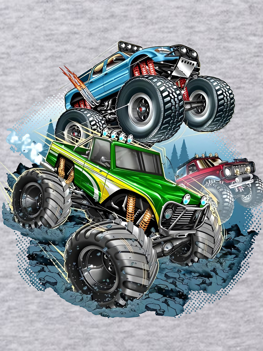 Bluza chłopięca z kapturem szara monster truck