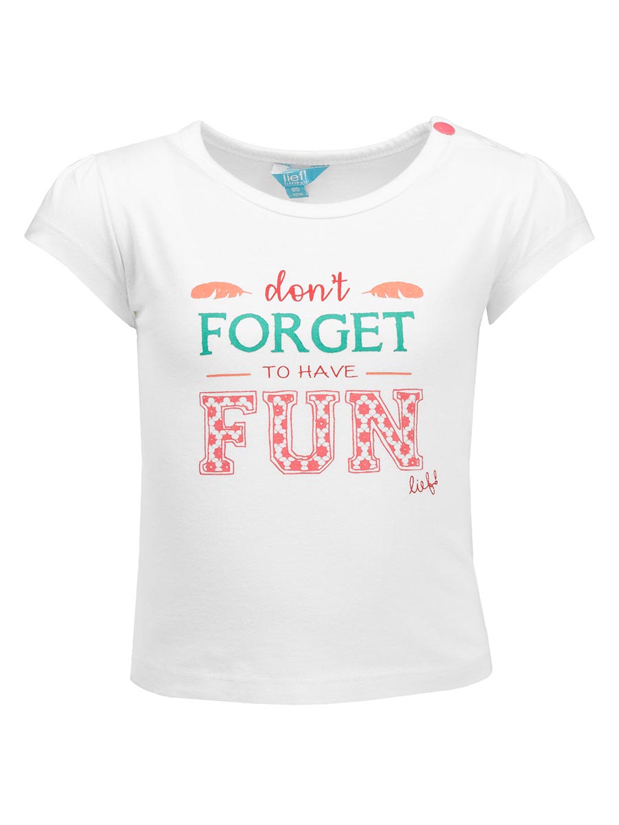T-shirt dziewczęcy, biały, Don't forget to have fun, Lief
