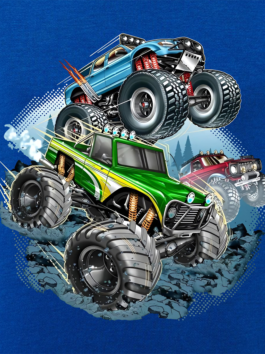 Bluza chłopięca z kapturem niebieska monster truck