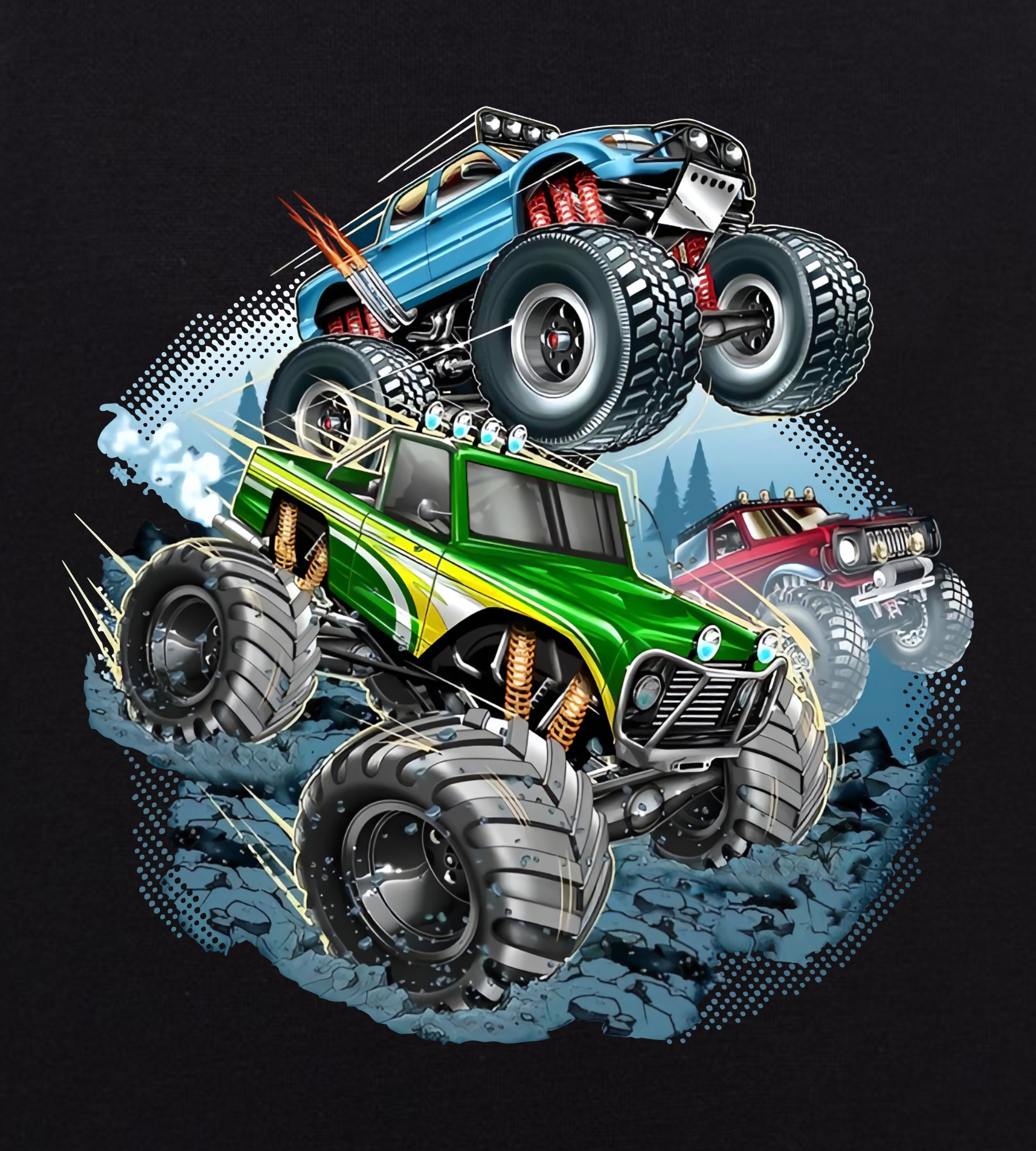 Bluza chłopięca czarna monster truck