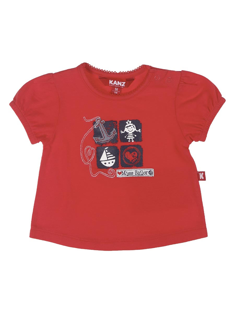 Czerwony niemowlęcy T-shirt z nadrukiem Kanz