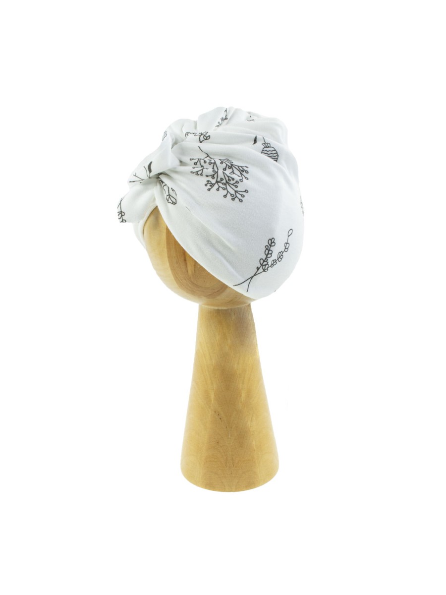 Czapka turban dla dziewczynki motywy roślinne Nicol