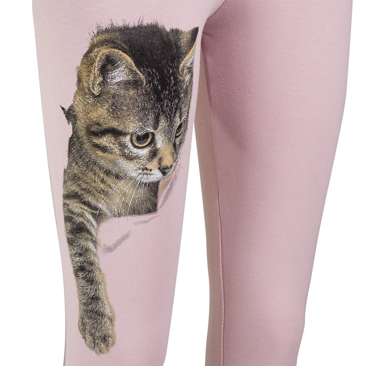 Dziewczęce legginsy, różowe z kotkiem, Tup Tup