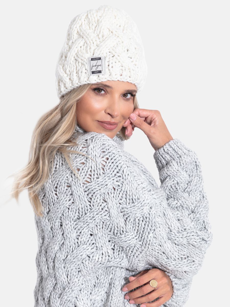 Czapka zimowa wełniana Chunky Knit Ecru