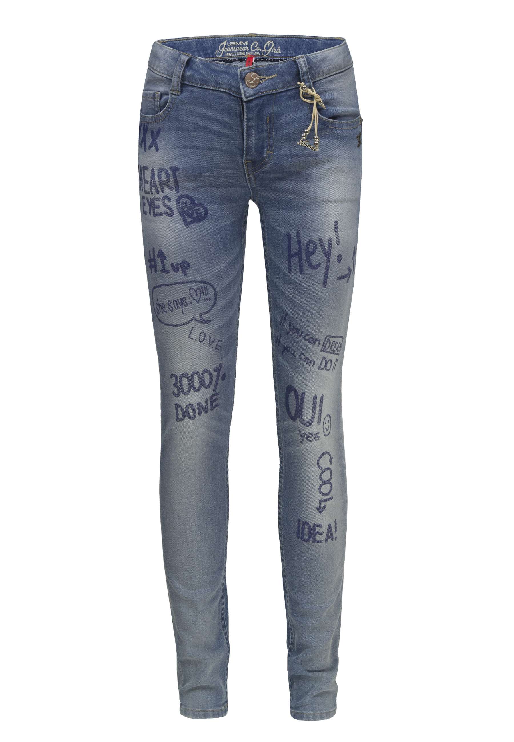 Dziewczęce niebieskie wzorowane jeansy Lemmi