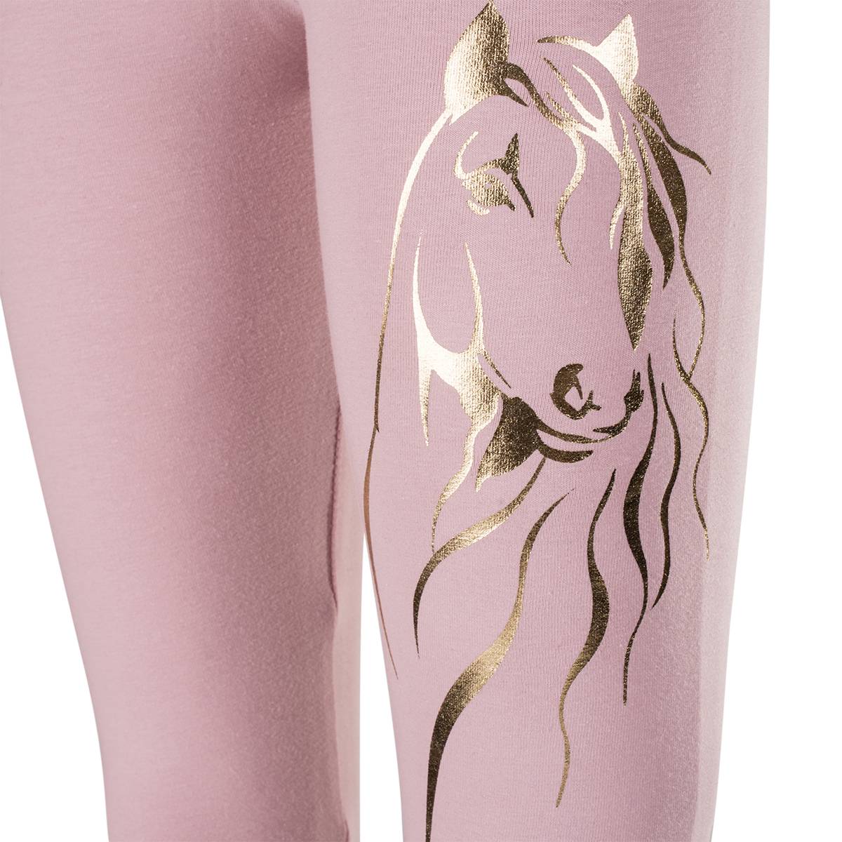 Dziewczęce legginsy, różowe z aplikacją z koniem, Tup Tup