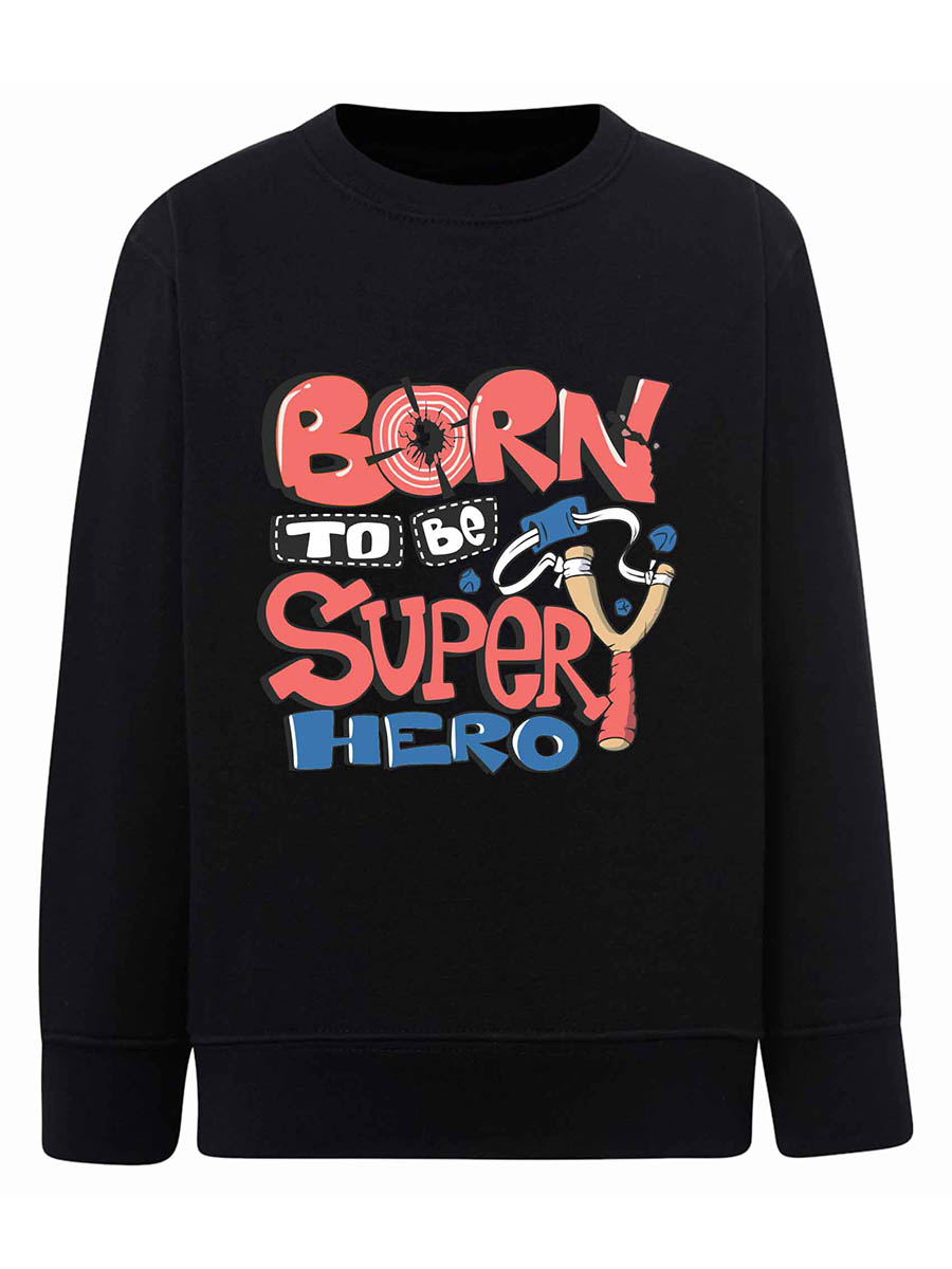 Chłopięca bluza z nadrukiem Born to be superhero czarna Tup Tup