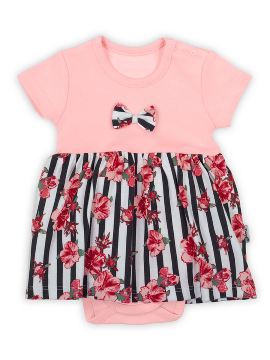Sukienko-body z krótkim rękawem dla dziewczynki różowe, Nicol