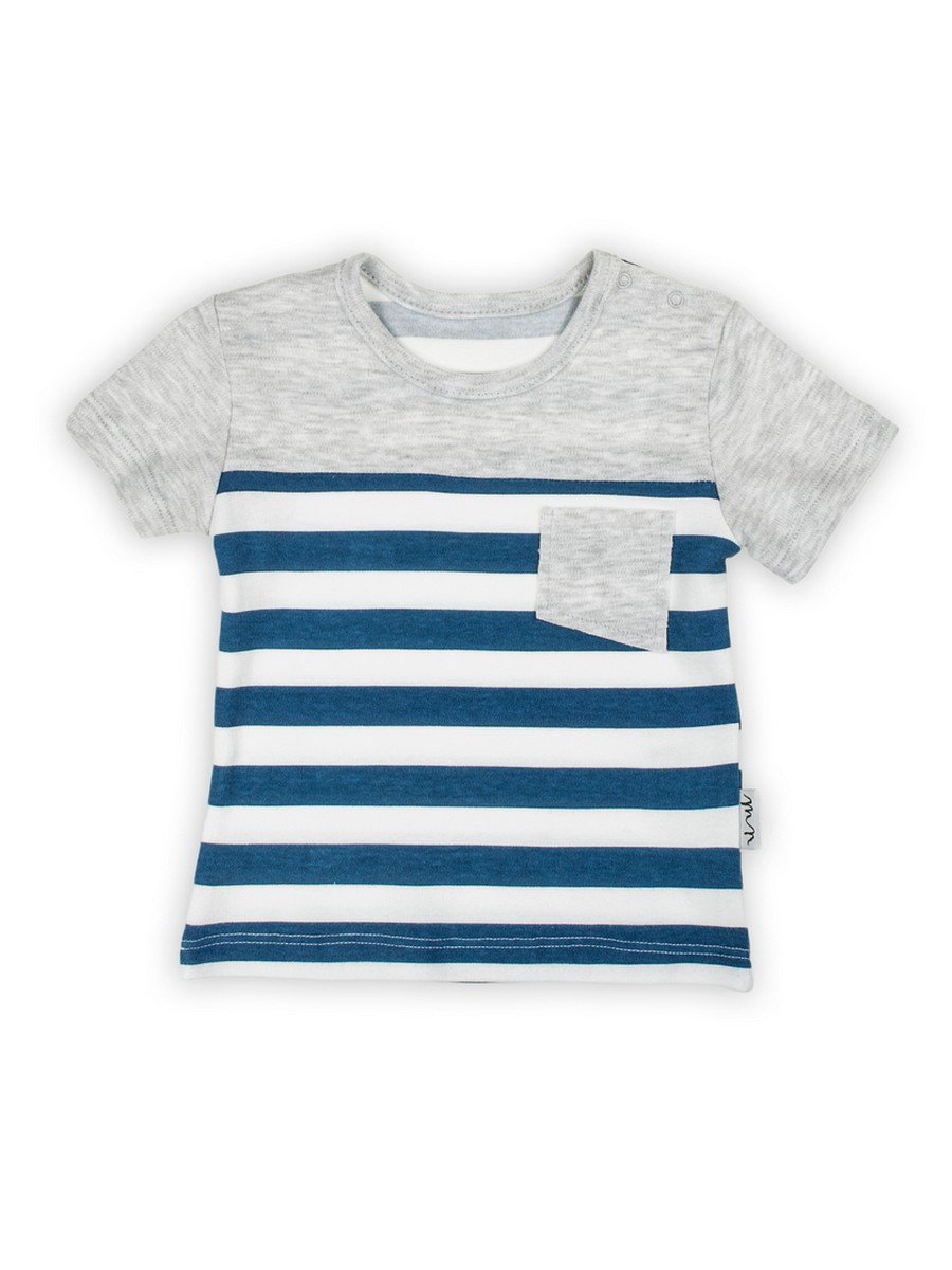 Bawełniany t-shirt biało-niebieski Nicol