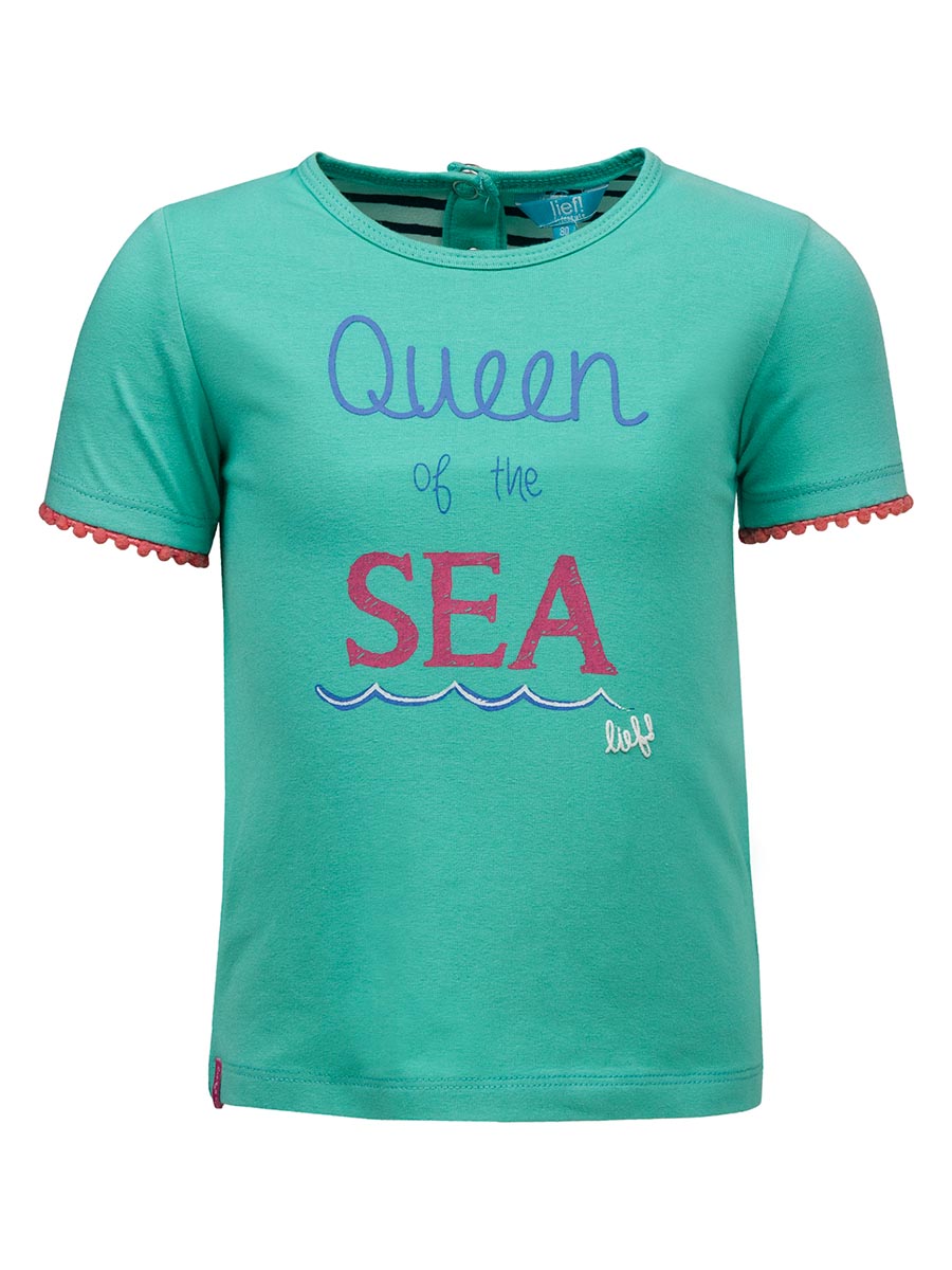 T-shirt dziewczęcy, zielony, Queen of the sea, Lief