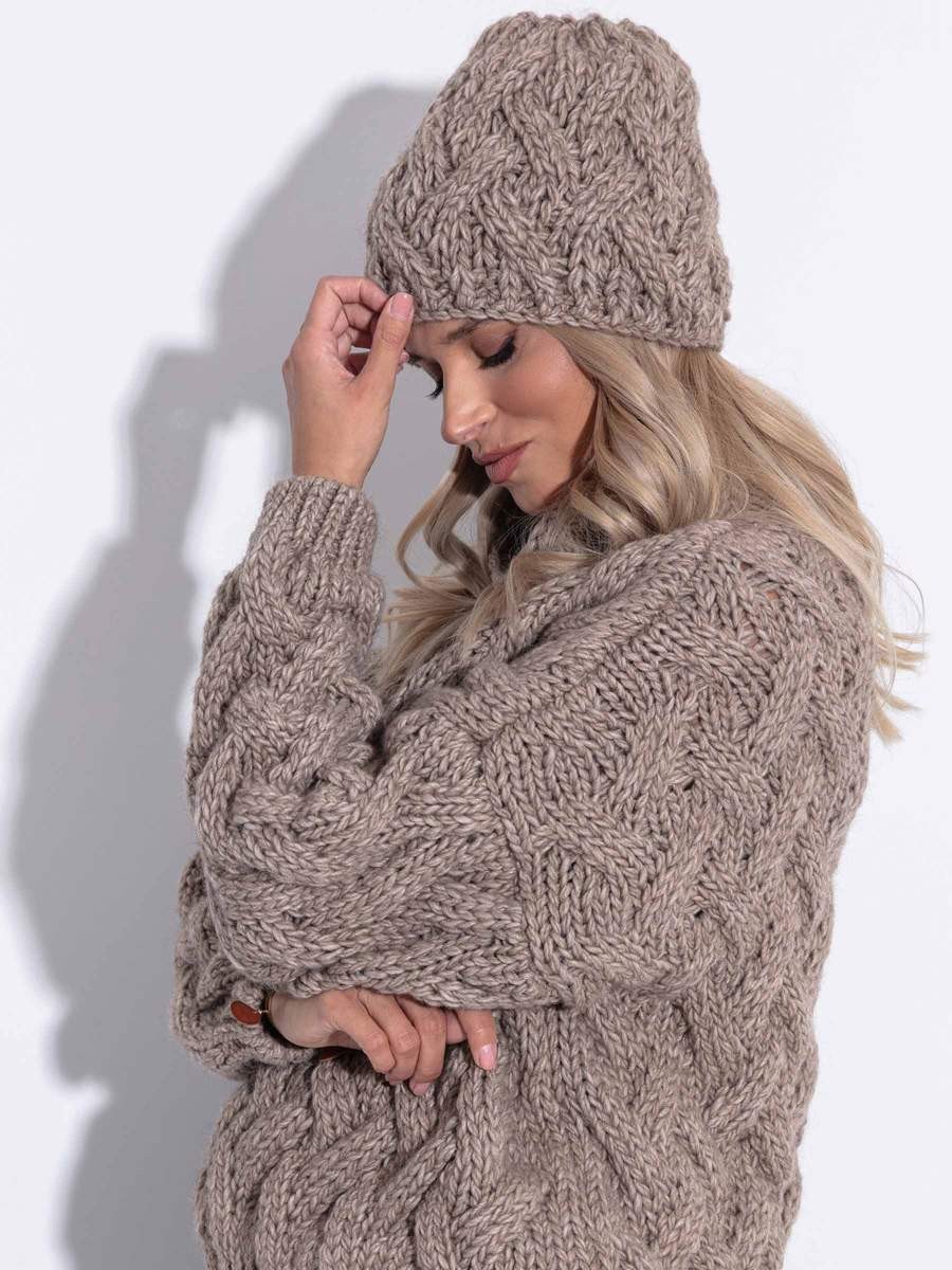 Czapka zimowa Chunky Knit Mocca