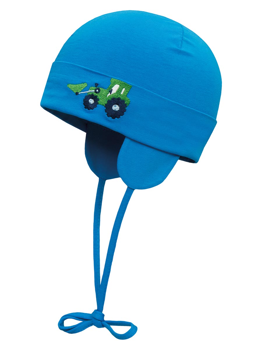 Wiązana czapka dzianinowa traktor niebieska Döll