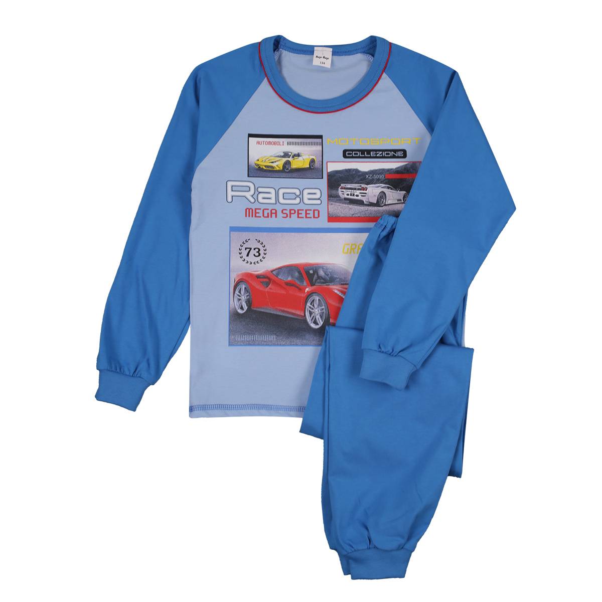 Chłopięca niebieska piżama samochód wyścigowy Tup Tup