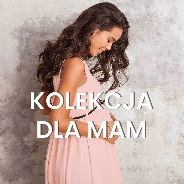 Młoda kobieta w ciąży w eleganckiej sukience - Odkryj kolekcję dla mam w sklepie online