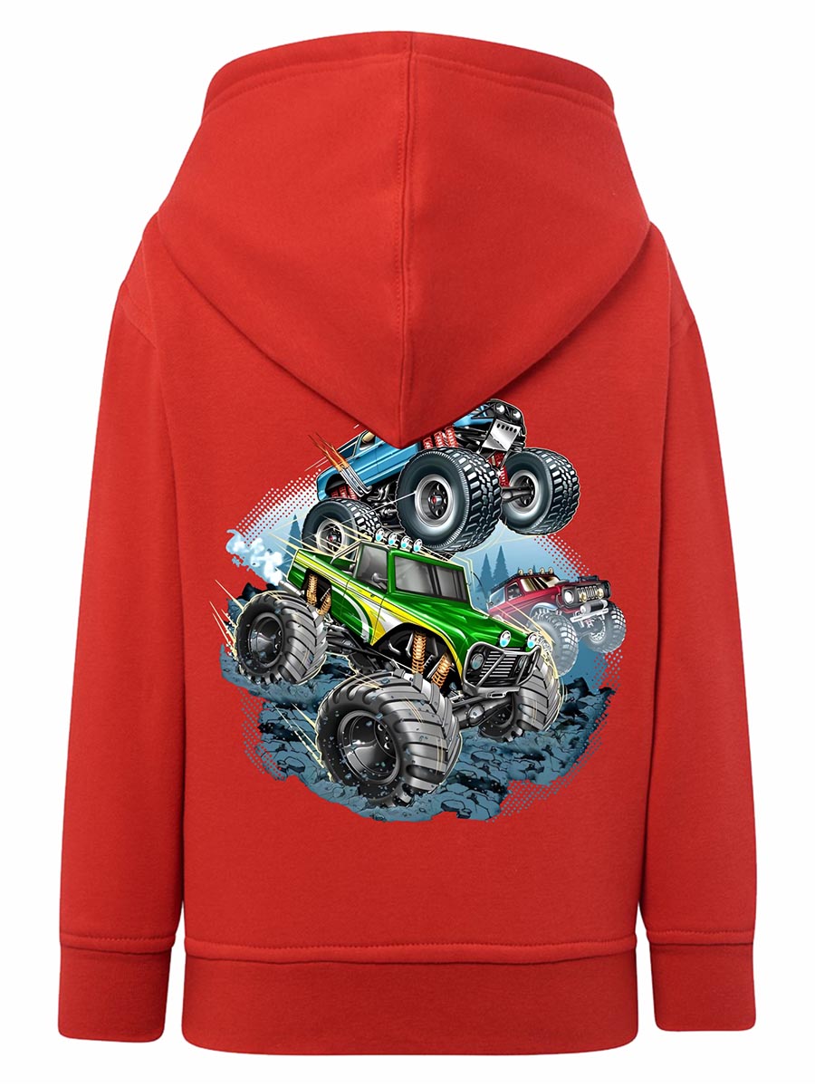 Bluza chłopięca z kapturem czerwona monster truck