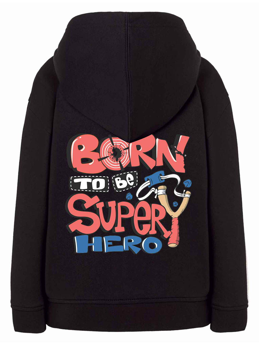 Chłopięca rozpinana bluza z kapturem Born to be superhero czarna Tup Tup